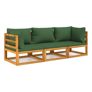 Afuera Living 3 Piece Solid Acacia Wood Garden Lounge Set in Green/Brown