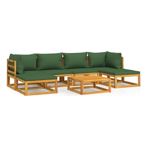 Afuera Living 7 Piece Solid Acacia Wood Garden Lounge Set in Green/Natural