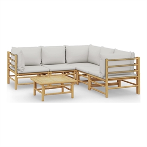 Afuera Living 6 Piece Wood Garden Lounge Set in Gray/Natural