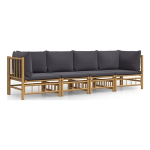 Afuera Living 4 Piece Bamboo Garden Lounge Set in Gray/Natural