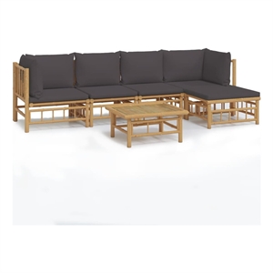 Afuera Living 6 Piece Bamboo Garden Lounge Set in Gray/Natural