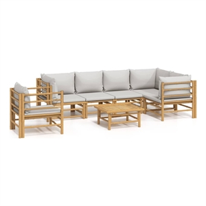 Afuera Living 7 Piece Bamboo Garden Lounge Set in Gray/Natural