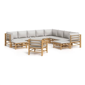 Afuera Living 12 Piece Bamboo Garden Lounge Set in Gray/Natural