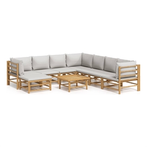 Afuera Living 9 Piece Wood Garden Lounge Set in Gray/Natural