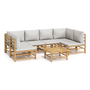 Afuera Living 7 Piece Bamboo Garden Lounge Set in Gray/Natural