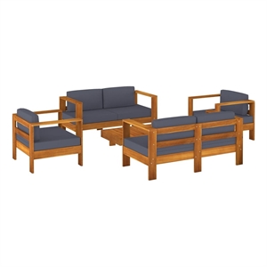 Afuera Living 5 Piece Solid Acacia Wood Garden Lounge Set in Gray