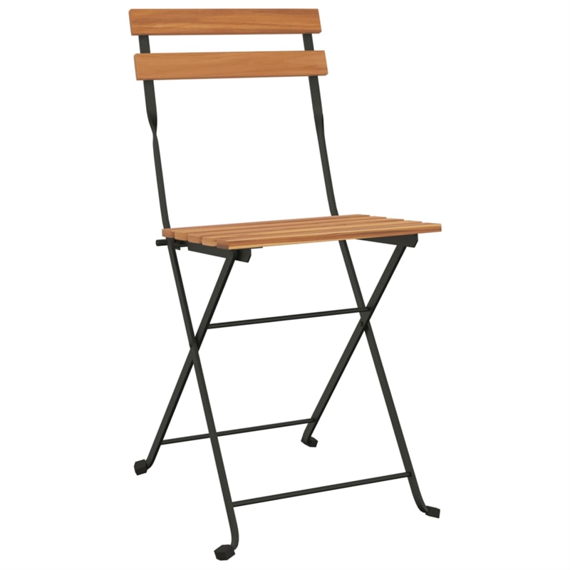 Afuera Living 7 Piece Solid Acacia Wood Bistro Set in Black/Natural