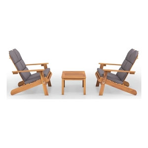 Afuera Living Contemporary Solid Acacia Wood Garden Lounge Set in Gray