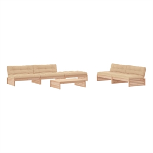 Afuera Living 6 Piece Wood Garden Lounge Set in Natural/Beige