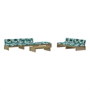 Afuera Living Contemporary 6 Piece Wood Garden Lounge Set in Red/Brown