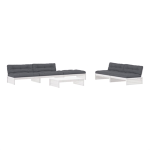 Afuera Living 6 Piece Wood Garden Lounge Set in White/Anthracite