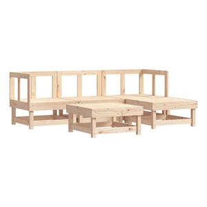 Afuera Living 5 Piece Wood Medium Garden Lounge Set in Natural