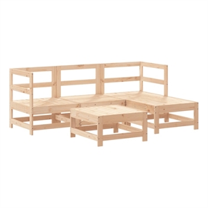 Afuera Living 5 Piece Wood Medium Garden Lounge Set in Natural