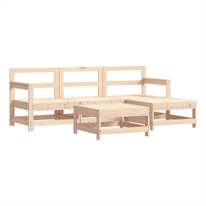 Afuera Living Contemporary 5 Piece Wood Garden Lounge Set in Natural