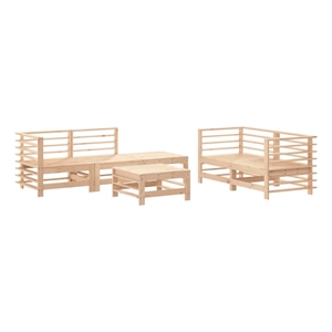 Afuera Living Contemporary 6 Piece Wood Garden Lounge Set in Natural