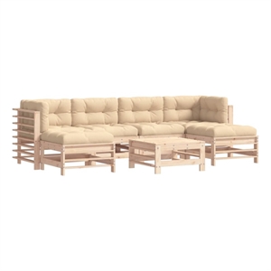 Afuera Living 7 Piece Wood Garden Lounge Set in Natural/Beige