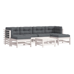Afuera Living Contemporary 7 Piece Wood Small Garden Lounge Set in White