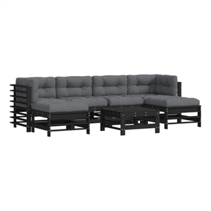 Afuera Living 7 Piece Wood Garden Lounge Set in Black/Anthracite