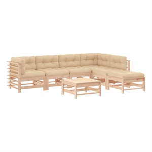Afuera Living Contemporary 7 Piece Wood Garden Lounge Set in Beige