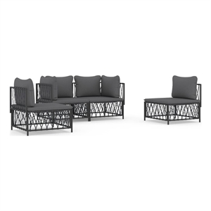 Afuera Living 4 Piece Steel Small Garden Lounge Set in Anthracite