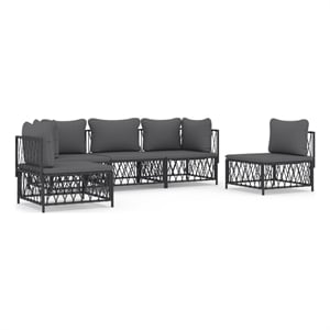 Afuera Living Contemporary 5 Piece Steel Garden Lounge Set in Anthracite