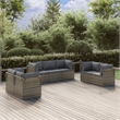 Afuera Living Contemporary 7 Piece Poly Rattan Garden Lounge Set in Gray