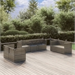 Afuera Living Contemporary 7 Piece Poly Rattan Garden Lounge Set in Gray