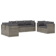 Afuera Living Contemporary 7 Piece Poly Rattan Garden Lounge Set in Gray