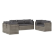 Afuera Living Contemporary 7 Piece Poly Rattan Garden Lounge Set in Gray