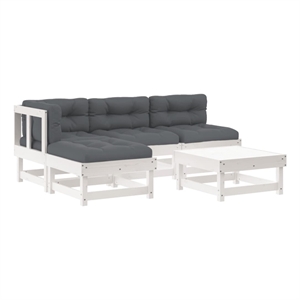 Afuera Living Contemporary Wood Garden Lounge Set in White/Anthracite