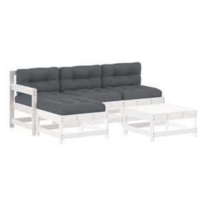 Afuera Living 5 Piece Wood Garden Lounge Set in White/Anthracite