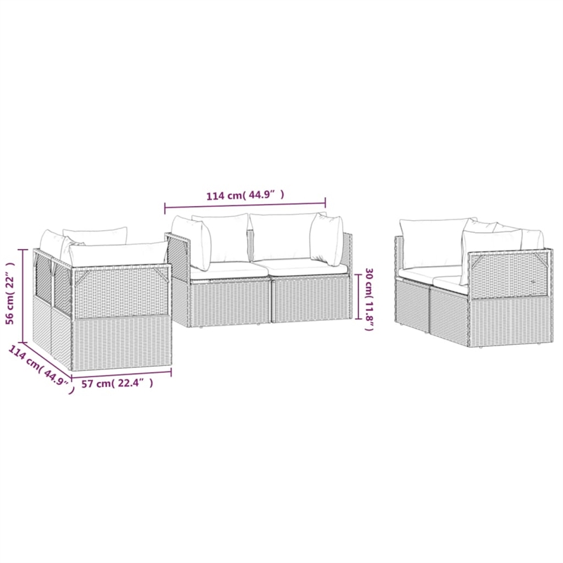 Afuera Living Contemporary Synthetic Poly Rattan  Garden Sofa in Gray