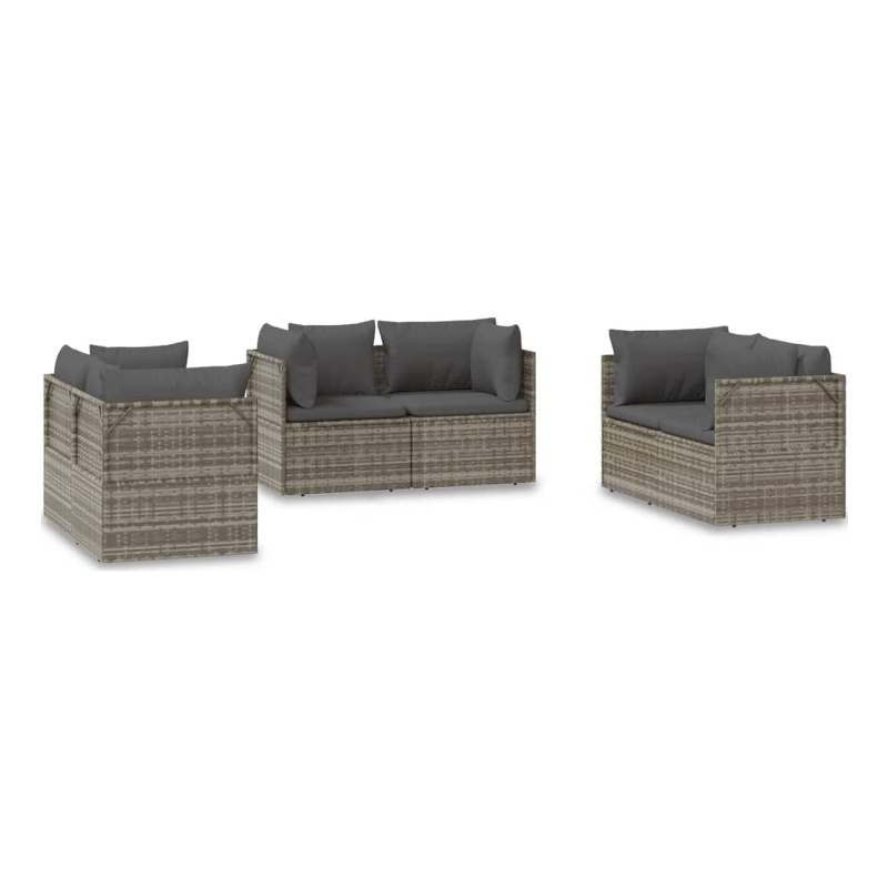 Afuera Living Contemporary Synthetic Poly Rattan  Garden Sofa in Gray