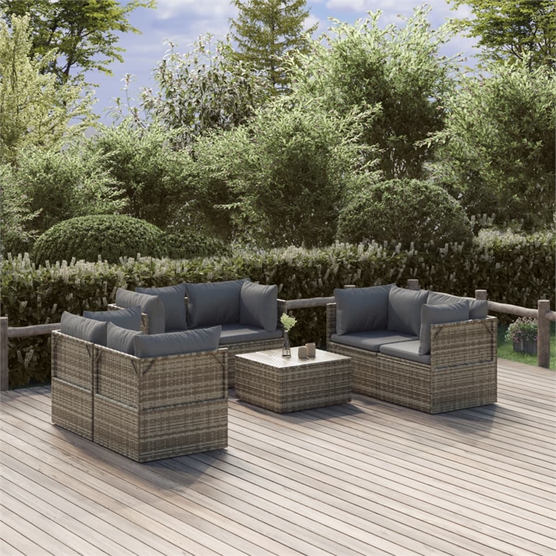 Afuera Living Contemporary 7 Piece Synthetic Poly Rattan Lounge Set