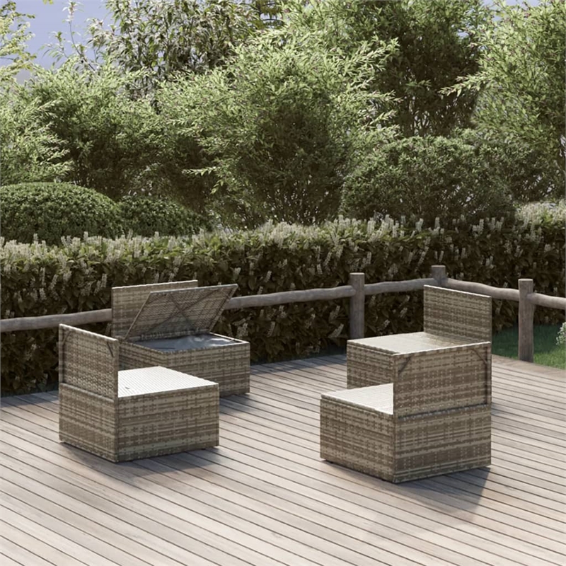 Afuera Living Contemporary Synthetic Poly Rattan Sofa in Gray