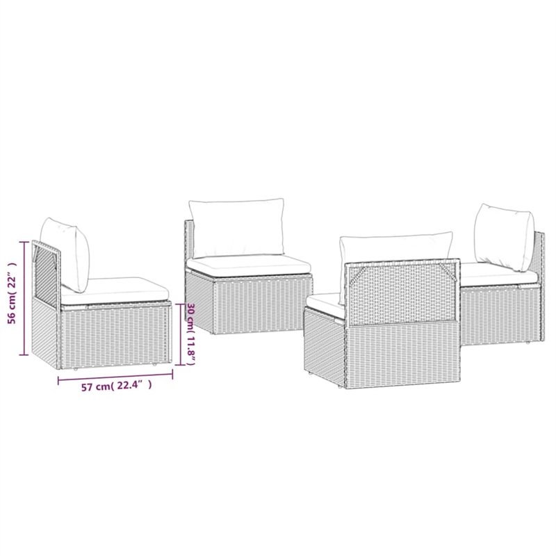 Afuera Living Contemporary Synthetic Poly Rattan Sofa in Gray