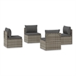 Afuera Living Contemporary Synthetic Poly Rattan Sofa in Gray