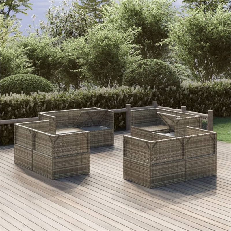 Afuera Living Contemporary Synthetic Poly Rattan 8 Piece  Sofa in Gray