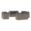 Afuera Living Contemporary Synthetic Poly Rattan 8 Piece  Sofa in Gray