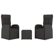 Afuera Living 3 Piece Poly Rattan Garden Lounge Set in Black
