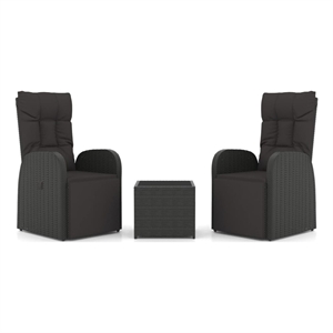 Afuera Living 3 Piece Poly Rattan Garden Lounge Set in Black