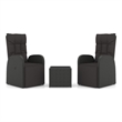 Afuera Living 3 Piece Poly Rattan Garden Lounge Set in Black
