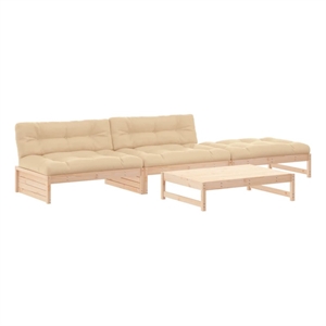 Afuera Living Contemporary Wood Garden Lounge Set in Natural/Beige
