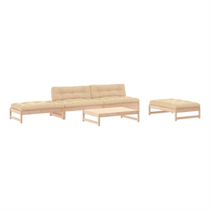 Afuera Living 5 Piece Wood Garden Lounge Set in Natural/Beige