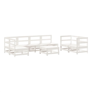 Afuera Living Contemporary Wood Large Garden Lounge Set in White