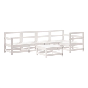 Afuera Living Contemporary 6 Piece Wood Large Garden Lounge Set in White