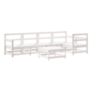 Afuera Living Contemporary 6 Piece Wood Large Garden Lounge Set in White