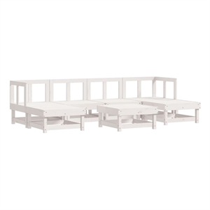 Afuera Living 7 Piece Wood Medium Garden Lounge Set in White