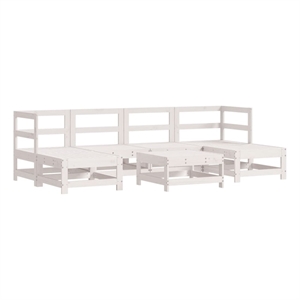 Afuera Living Contemporary 7 Piece Wood Large Garden Lounge Set in White