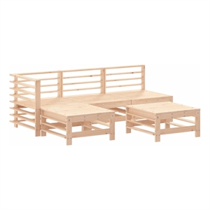 Afuera Living Contemporary 5 Piece Wood Garden Lounge Set in Natural
